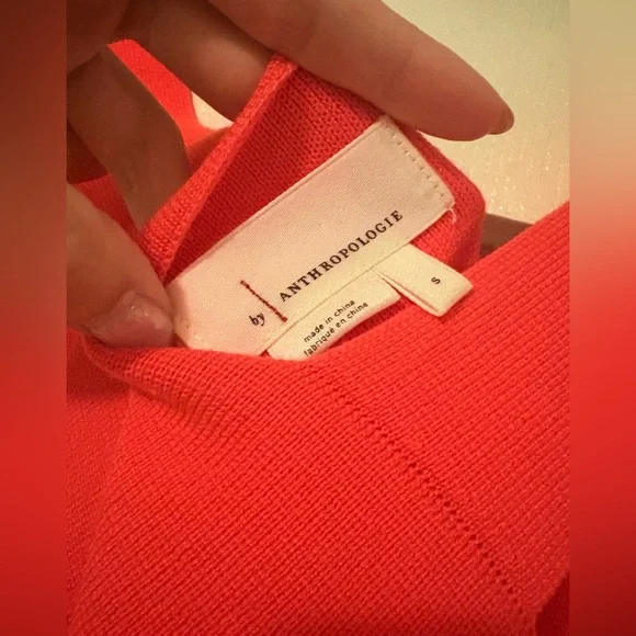 Anthropologie Harlow Neon Orange Coral Sweater Knit Tank - Picture 11 of 15